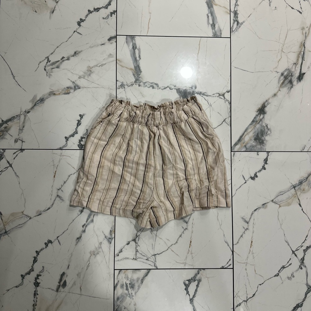 Women's Striped Tan Shorts